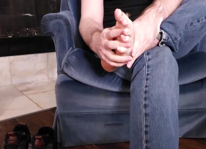 Hard Working Man Jerks Cock & Feet