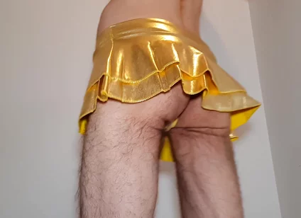 Golden Miniskirt -couldn't Wait- Try on