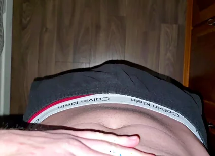 German Voice Growls Deep, Red Boxer Stuffed, Cock Hard Out, Stroking Starts