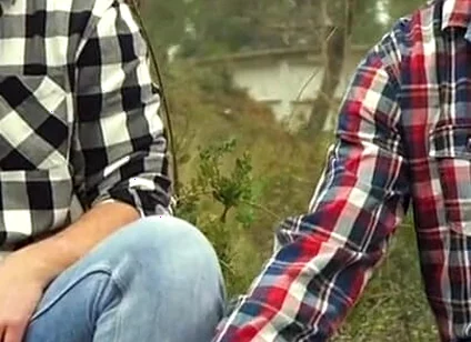Two Friends Jerkoff in the Forest