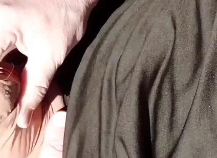 Horny Cumshot with the Door Open in the Car
