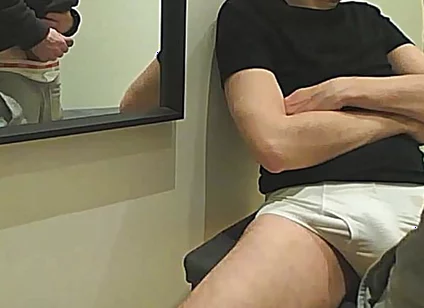 Amateur Boy Pees a Few Drops on His Flatmate's White Briefs