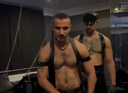 Leather boys smoke ,fucking