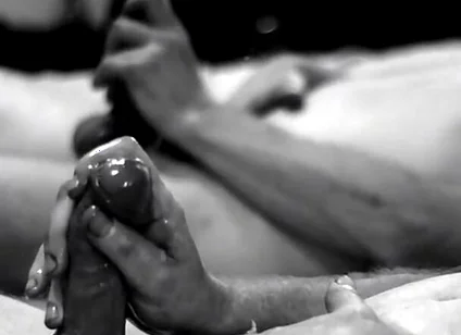 Masturbating and Cumming with Mirror Reflection in Black and White