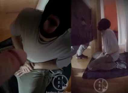 Amateur Boy Ordered to Get on His Knees, Blindfolded, and Pissed in His Mouth Through a Gloryhole