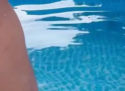 Outdoor Poolside Attraction, Got Horny After Taking a Dip, Big Cock Cums All Over