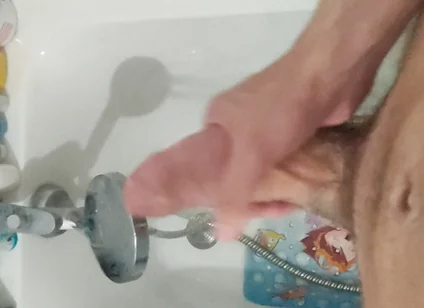 Jerking off a Big, Thick Cock in the Shower