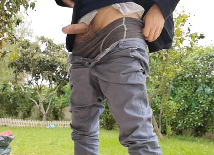 Guy Smoking and Wanking Outside to Beat the Cold