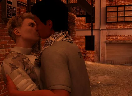 Summer Vacation - Two Gay Army Boys Kiss