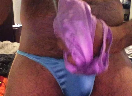 Satin Panties Wrapped Around My Throbbing Uncut Cock