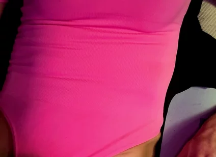 Cdmichelle Wearing Pink Bodysuit with Hard Nipples Cumming on Leg