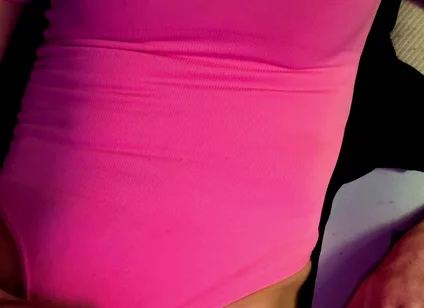 Cdmichelle Wearing Pink Bodysuit with Hard Nipples Cumming on Leg