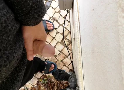 Guy Filming Himself Wanking Outside From Eye View Perspective