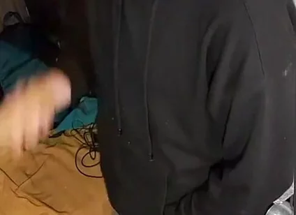 I Masturbate in Sweatpants, a Black Sweatshirt and Nike Sneakers