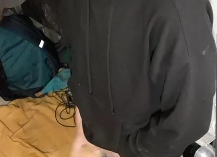 I Masturbate in Sweatpants, a Black Sweatshirt and Nike Sneakers