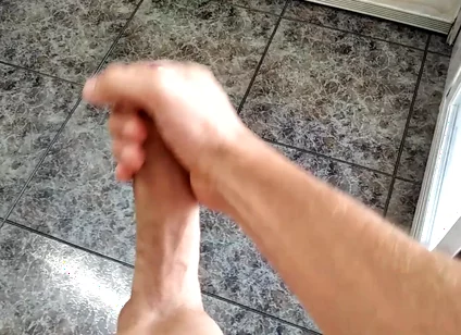 The Huge Fat Cock Took a Long Time to Get Hard, but in the End It Grew and Cums