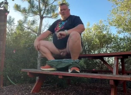 Chubby Guy Almost Caught Playing with His Soft Cock