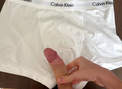 Fresh Cumshot on My Boxers Calvin Klein