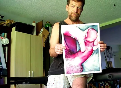 Hairyartist in Ripped Shorts During Art Studio Tour
