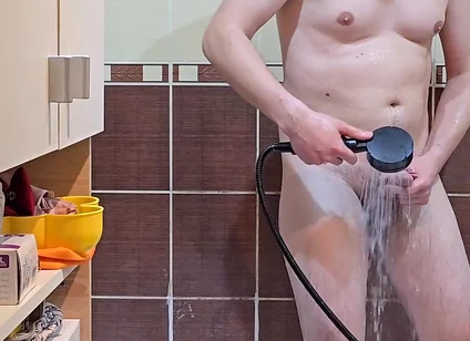 Showing My Ass, Playing with My Cock After Cumming & Taking a Shower