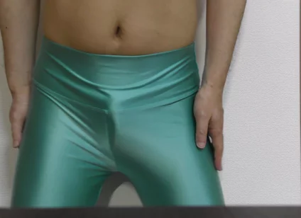 Masturbation with Light Green Spandex Leggings