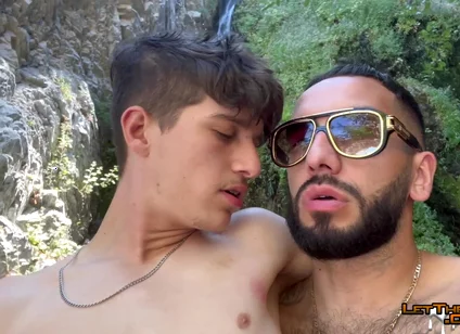 Tatted Gay Stepdaddy Fucks Twink Public Hiking Waterfall Fucking Caught Hardcore Anal Big Cumshot Uncut