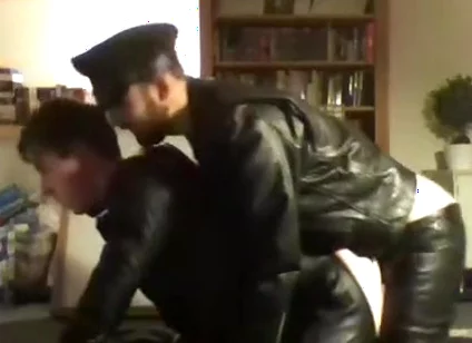 Master in leather gear hot fucking
