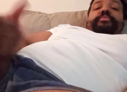 Stepdaddy Bounces Dick, Flexes Balls and Shoots Cum on His Leg