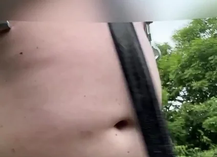 Walking Naked in Park.. with Nipple Clamps and Ballstretcher