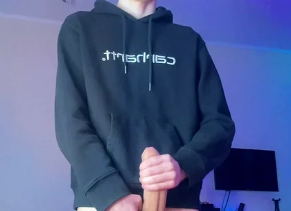 Skinny Boy Holding Back a Huge Cumshot Until It Hurts