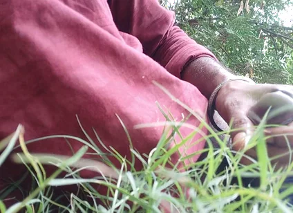 While Roaming in the Field, He Started Hitting the Hilt