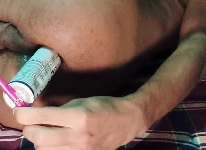 Gay Huge Ass Gape with Homemade Dildo