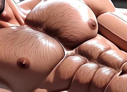 Dominant Stepdaddy Reclined and Stroking Sensually. Salt and Pepper Hairy Chest