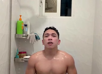 Hot Filipino Twink Jerks off in Steamy Shower