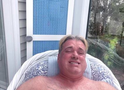 Hunk Stepdaddy Bear Naked Sunbathing in the Veranda 6