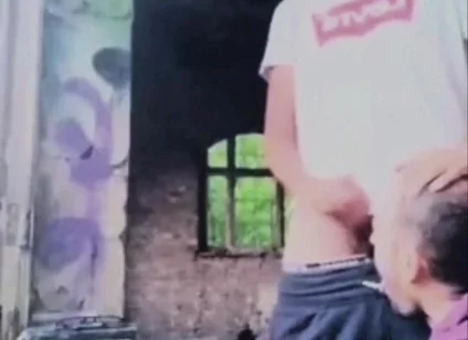 A Dude Is Jerking off in an Urban Exploration Setting and Gets Caught by a Blowjob Artist.