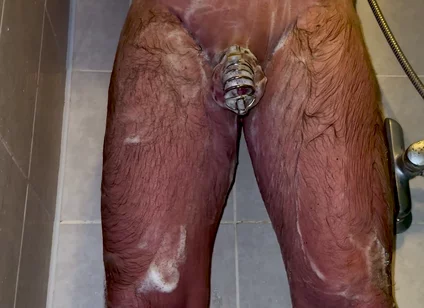 I'm Taking a Shower with a Chastity Belt on My Penis!