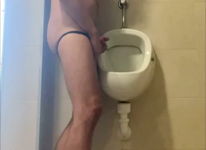 Dared His Flatmate to Expose His Hot Smooth Butt at the Pool's Public Toilets Urinal