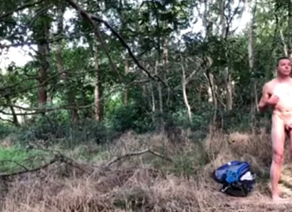 Naked Dude Cruisung in the Woods