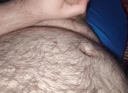 Fat Bear Jacking off & Cumming on Hairy Belly