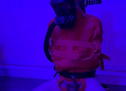 Straitjacket Twink Milked on the Kneeler