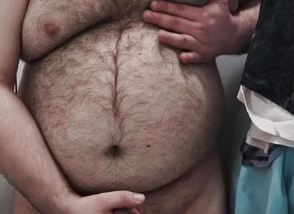 Fat Bear Jerks off on Toilet and Licks up His Cum