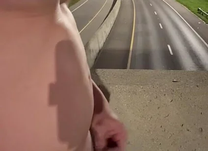 Asian Muscle Hunk Strips Naked on the Bridge - Ripped Flexing & Massive Cumshot