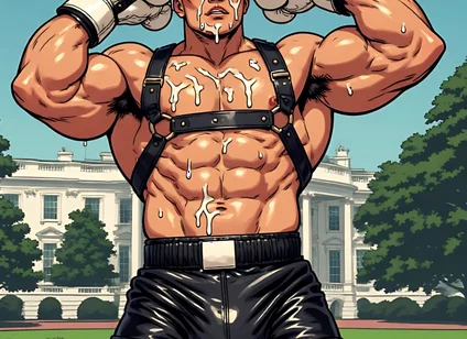Asian Cum Covered Muscle Men Art