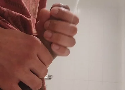 Cumshow in the Bathroom at Work
