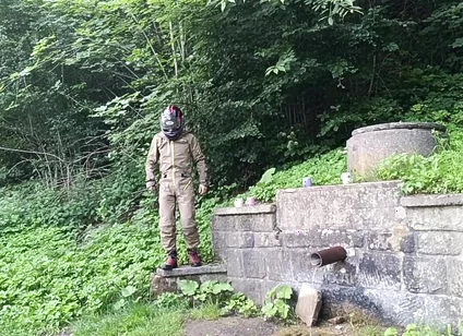 Jerking off in Public on the Road Near a Spring, Caught by a Young Man Masturbating Completely Naked