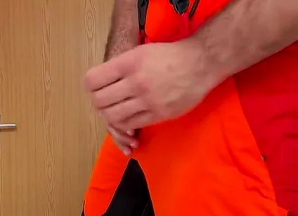 Tyler Blake Jerking off in Hivis Lumberjack Workwear - Muscle Flexes & Explosive Cumshot