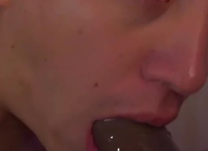 Stepdaddy’s Little Sissy Bitch Sucks and Deepthroats Big Black Cock