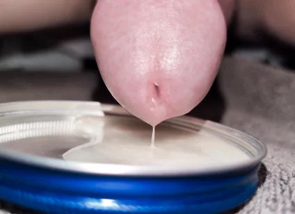 Play, Edge and Leak Lots of Sperm Precum Spunk. Close up Thick Cum Load. Swallow My Own Load