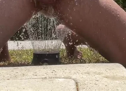 Cum with Water in the Garden